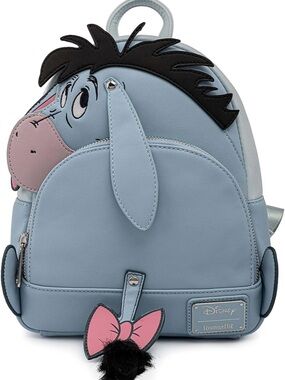 Loungefly Disney Eeyore Mini Backpack in Light Blue with Pink & Black Accents